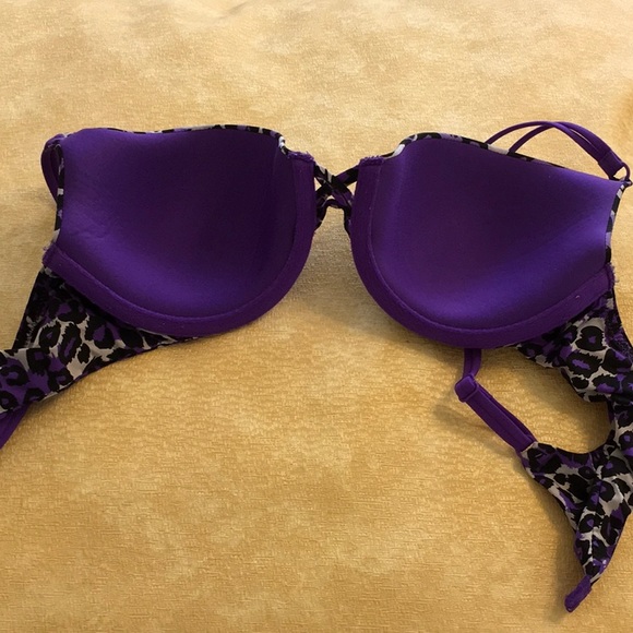 Victoria’s Secret Purple & Black Leopard Print Demi Bra Size 34B - Picture 9 of 11